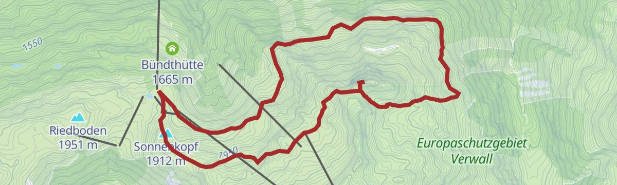 Route map: Burtschakopf 2.244 m